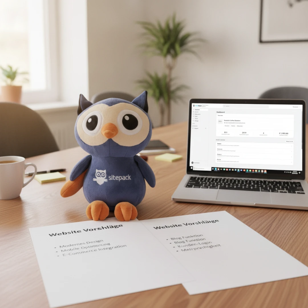 Packy präsentiert einem KMU-Unternehmer zwei Vorschläge für eine neue Website